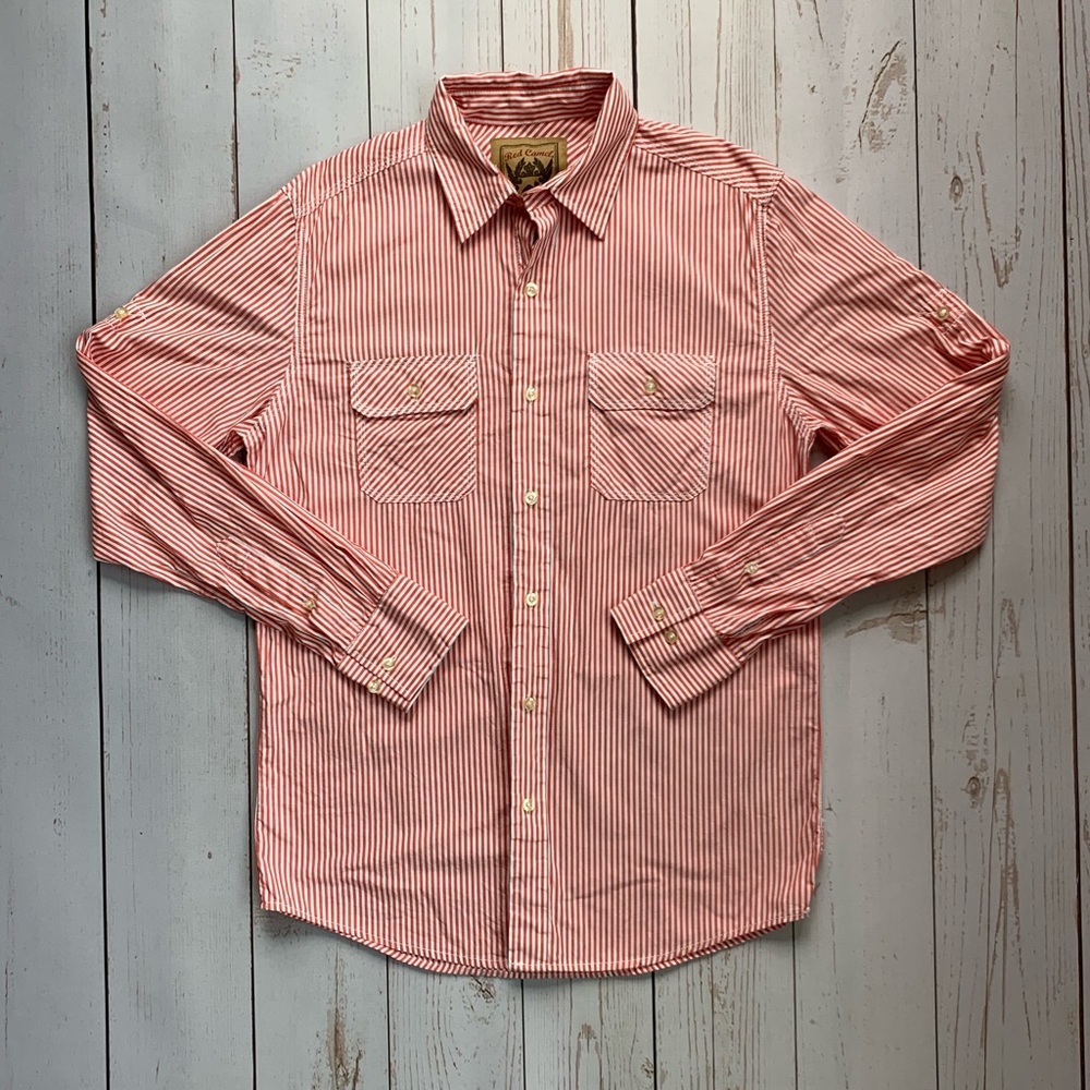 Men’s Red & White Striped Button Down - Size Medium